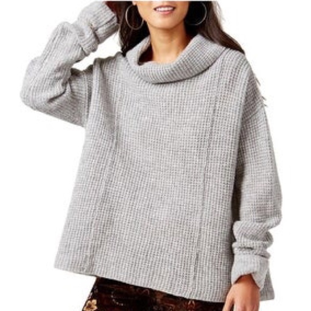Free People wool waffle knit turtleneck sweater